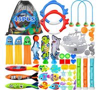 CAP-46pcs Jouet de Plongée, Jouets de Natation pour Piscine de Plongée, Jeux d Eau Exterieur pour Enfantsé avec Porte de Plongée, Jouets de Natation pour Piscine de Plongée, Torpedo Bandits