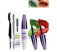 Cap-5d Silk Fiber Vert Rouge Mascara Volume Et Longueur With Brosse A Cils, Waterproof Et Longue Tenue Avec Une D¿¿Finition Pr¿¿Cise, Fast Dry False Lash Effect, Cr¿¿Er Un Maquillage Des Yeux Charman