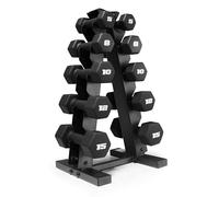 CAP Barbell Haltères hexagonales en néoprène 45,4 kg avec support vertical en A - Noir