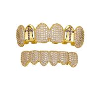 Cap Dentaire en Croix pour Six Dents, Plaqué Or et Argent, Bijou Dentaire Style Hip-Hop, Cadeau Mode Unisexe Homme Femme(Gold,Set3)