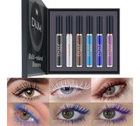 Cap-Ensemble De Mascara Coloré De 6 Couleurs, Mascara Imperméable Coloré D'arc-En-Ciel 3d Fiber Lash Mascara Volume Eye Lash (A)