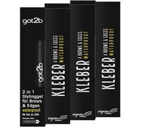 Cap-Got2b Brows & Edges Colle Étanche (3 X 16 Ml), 2 En 1 Brow Gel & Hair Mascara, Résistant À La Transpiration Et À L'eau Pour Une Tenue Jusqu'à 24 H, Avec Brosse À Sourcils Pratique Pour Coiffer Le