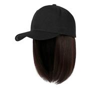 Cap Holder Casquette de Baseball avec Extensions de Cheveux Droit Court Bob Coiffure Réglable Amovible Perruque Chapeau pour Blond Cendré Mix Blond Blanchi Femme Casquette Rouge, b, taille unique
