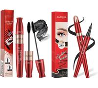 Cap-Mascara Et Eye-Liner \U2013 Mascara Noir Allongeant Le Volume En Fibre De Soie 4d, Eye-Liner Liquide Lisse Et Imperméable \U2013 Définissez Votre Maquillage Des Yeux \U2013 Emballage Cadeau Créat