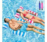 Cap-Matelas Gonflable Piscine 2 Pièces, Hamac Pour Piscine 4 En 1 Flottant De Inclinable Flotteur Hamac Bouées Et Matelas Gonflables Hamac D'eau Jouets De Piscine Pour Plage Partie Vacances