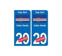 Cap-Vert Cabo Verde sticker numéro département au choix autocollant plaque immatriculation auto - Angles : droits