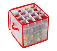 Capacité de la boîte de rangement pour 64 boules de Noël imperméables | Boîte de rangement à double fermeture éclair avec compartiments et poignées pour Noël, bricolage, chambre à coucher, salon