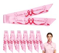 Capaneus 7 Pièces Octobre Rose Bandana Ruban(90 * 7cm),Decoration Octobre Rose,Rejoignez-nous Dans Notre Lutte Contre le Cancer du Sein