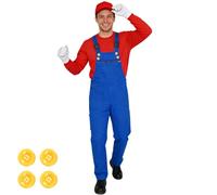 Capaneus Salopette pour Homme, Déguisement de Super Brothers, Costume de Plombier, Salopette Multifonctionnelle Minion Déguisement pour Carnaval, Halloween, Soirée Déguisée XL