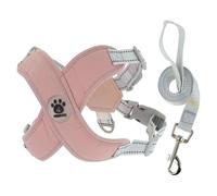 CAPASTEC 1 Ensemble, Harnais pour Chien Laisse, Cadre en X, Anti-Traction Anti-Étranglement Ajustable Petite Moyenne Taille Chiots, Gilet Respirant Chien Laisse, M, Rose