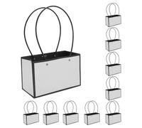 CAPASTEC 10 Pcs Sacs Floraux, Sac à Bouquet Avec Poignée, Emballage Cadeau Fleuriste Pour Anniversaire Fête Des Mères Fête Des Enseignants Mariage, 22X10X13Cm, Blanc