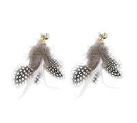 CAPASTEC 2 Pièces Plumeau Jeux pour Chat Plume Rechange pour Baguette Canne à Pêche Chats Interactive Intérieur Entraînement Kit Noir Blanc