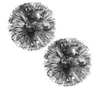 CAPASTEC 2 Pompons De Cheerleading, Pompons De Cheerleader avec Anneau De Doigt, Pompons De Cheer De 30Cm pour Encourager l'esprit D'Équipe Sportifs, Tons Argent