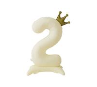 CAPASTEC Ballon Crème-Jaune 42 Pouces Numéro 2 En Aluminium Couronne Debout Pour Filles Garçon Fête D'Anniversaire Décoration