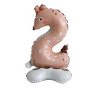 CAPASTEC Ballons Chiffres, Ballon Chiffre Debout Imprimé Animal, Nombres En Foil, Décoration Pour Fête, Coloré, 1 Pc 2