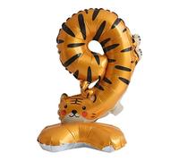 CAPASTEC Ballons Chiffres, Ballon Chiffre Debout Imprimé Animal, Nombres En Foil, Décoration Pour Fête, Coloré, 1 Pc 9