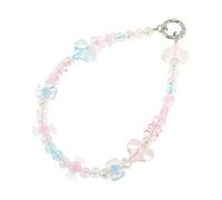 CAPASTEC Bretelles De Sac À Main, Série Perles Courte Bretelle Téléphone Cœur avec Fermoir Rond, Bretelles De Remplacement pour Pochettes, Rose, Bleu, 1 Pc