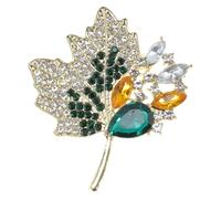 CAPASTEC Broche Fleur Band, Broche Vintage Élégante Unique En Cristal, Broche Strass Mode, Pin Badge, Accessoires Bijoux Cadeaux, Rhinestone Kno, Feuille D'Érable Verte