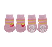 CAPASTEC Chaussettes pour Chien Chaussettes Anti-Dérapantes pour Chats Et Chiens Protection des Pattes Et Adhérence Grâce Au Gel De Silicone pour Chiens Et Chats 1 Set (4 Pcs) Rose Petit