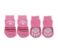 CAPASTEC Chaussettes pour Chien Chaussettes Anti-Dérapantes pour Chats Et Chiens Protection Pattes Et Adhérence Grâce Au Gel Silicone pour Chats Et Chiens 1 Set(4 Pcs) Rose Rouge Petit