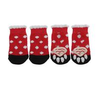 CAPASTEC Chaussettes pour Chien Chaussettes Anti-Dérapantes pour Chats Et Chiens Protection Pattes Et Adhérence Grâce Au Gel Silicone pour Chiens Et Chats 1 Set (4 Pcs) Rouge Blanc Petit