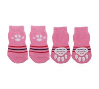 CAPASTEC Chaussettes pour Chiens Anti-Dérapantes Chaussettes pour Chiens Chats Protection des Pattes Et Traction Grâce Au Gel De Silicone pour Chiens Chats 1 Set(4 Pcs) Rose Rouge Moyen