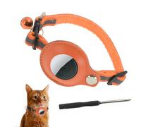 CAPASTEC Collier pour Chat, Collier Réfléchissant pour Chaton, Collier en Polyester avec Un Support pour Airtag Et Une Clochette, Collier Ajustable pour Chats Et Chiots, 22-23Cm, Orange