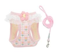 CAPASTEC Harnais Et Laisse Chien Chiot, Harnais Animal Compagnie À Lacets Ajustables Fermeture Magic Tape Léger Doux À Motif Floral Promenades, Chien Chat Taille Petite Moyenne, XS, Rose