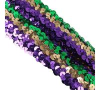 CAPASTEC Lame À Paillettes, Garniture À Paillettes Trois Rangées, Pour Décoration Cadeau DIY, Vert, Ton Or, Violet