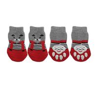 CAPASTEC Lot de 4 chaussettes antidérapantes pour chiens et chats - Protection des pattes et adhérence grâce au gel de silicone - Pour chiens et chats - Rouge - Moyen