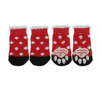 CAPASTEC Lot de 4 chaussettes antidérapantes pour chiens et chats - Protection des pattes et adhérence grâce au gel silicone - Pour chiens et chats - Rouge et blanc - Taille L
