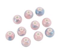 CAPASTEC Perles Céramique, Rondes, Perles À Motifs Porcelaine Pour Création De Bijoux, Artisanales Pour Fabrication De Bracelets Et De Porte-Clés, Roses Et Bleues, Lot De 10 Pièces.