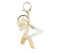 CAPASTEC Porte-Clés Initiales Filles, Pendentif Lettre K, Porte-Clés Papillon Avec Lettres Initiales, Cadeau Keychains Femme, Ton Blanc Or