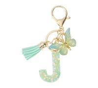 CAPASTEC Porte-Clés, Porte-Clés Pour Filles, Pendentif De Clé Lettre J, Porte-Clés Papillon Avec Lettres Initiales, Cadeau De Porte-Clés Pour Femmes, Vert Clair