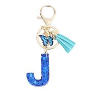 CAPASTEC Porte-Clés, Porte-Clés Pour Filles, Pendentif De Clé Lettre J, Porte-Clés Papillon Avec Lettres Initiales, Cadeau De Porte-Clés Pour Femmes, Bleu