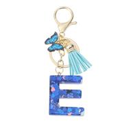 CAPASTEC Porte-Clés pour Filles, Pendentif De Clé Lettre E, Porte-Clés Papillon Avec Lettres Initiales, Cadeau pour Femmes, Bleu