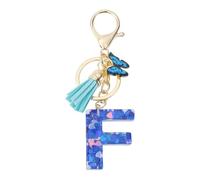 CAPASTEC Porte-Clés pour Filles, Pendentif De Clé Lettre F, Porte-Clés Papillon Avec Lettres Initiales, Cadeau pour Femmes, Bleu