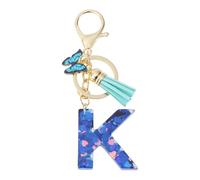 CAPASTEC Porte-Clés pour Filles, Pendentif De Clé Lettre K, Porte-Clés Papillon Avec Lettres Initiales, Cadeau pour Femmes, Bleu