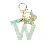 CAPASTEC Porte-Clés pour Filles, Pendentif De Clé Lettre W, Porte-Clés Papillon Avec Lettres Initiales, Cadeau pour Femmes, Vert Clair