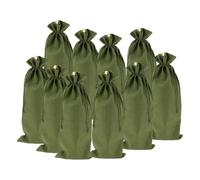 CAPASTEC Sacs À Vin en Lin, 10 Pcs Sac Cadeaux pour Bouteilles De Vin avec Cordons, Sachets Cadeaux Réutilisables pour Mariages, Fêtes, Noël armée Verte