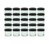 CapCro Lot de 25 bocaux à conserves 125 ml couvercles noirs TO 66 bocaux à confiture bocaux de conserve bocaux à stériliser