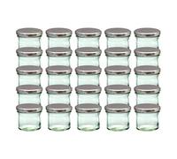 CapCro Lot de 25 bocaux en verre avec couvercles argentés To 66 pour confitures et conserves de 125 ml