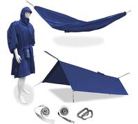 Cape 3 en 1 trail hoppers : poncho, hamac et tarp bleu nuit