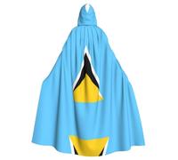Cape à capuche avec drapeau de Sainte-Lucie - Cape pour adultes - Pour | Capuche surdimensionnée. Sans fermeture éclair. Tissu doux anti-démangeaisons. Pour fêtes, cosplay, événements.