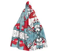 Cape à capuche avec drapeau polonais abstrait Map02 pour femme et homme - Cape de sorcière pour carnaval, cosplay, fêtes costumées, noir