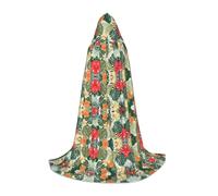 Cape à capuche avec feuilles de végétation avec fleurs d'hibiscus pour adolescents, sorcière, vampire, cosplay, fête, Halloween, Noël