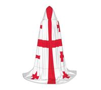 Cape à capuche avec imprimé drapeau de la Géorgie, costume médiéval, unisexe, cape de la Renaissance pour Halloween, cosplay, fête, noir, Small