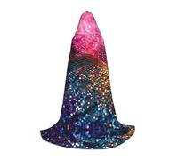 Cape à capuche avec imprimé paillettes et dégradé pour homme, cape de magicien avec capuche, parfaite pour Halloween et cosplay