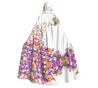 Cape à capuche avec imprimé papillons et fleurs pour Halloween, fête, carnaval, exposition de bande dessinée, bal masqué, unisexe pour adulte