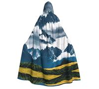 Cape à capuche avec imprimé paysage avec montagnes et nuages pour adultes avec cape d'Halloween